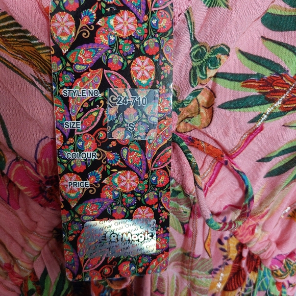 Me 2 Magic Pink Small Boho Maxi Tiered Floral Dress - Picture 10 of 10